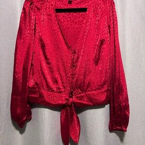 MICHAEL Michael Kors Red Tie-Front Blouse